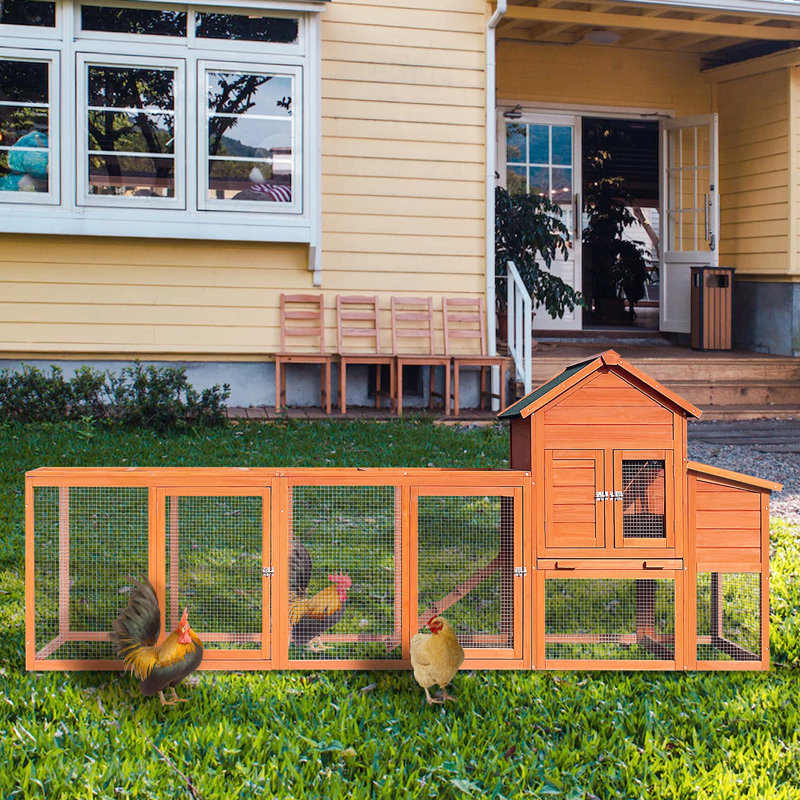 Poulailler - Spacieux et confortable. Pour 2 à 4 poules. Matériau en bois, 122 po Longue x 26 de large 44,5 de haut. Rampe facile d'accès. Portes verrouillables sécuritaires. Nettoyage sans effort avec le plateau. Dédié