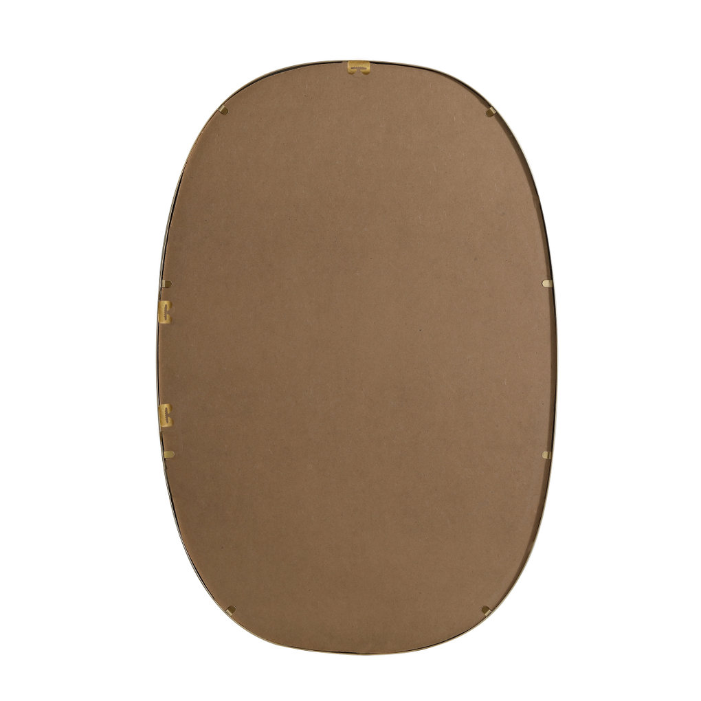 Sabine Metal Curved Oval Wall Mirror, 40" x 27", Brass