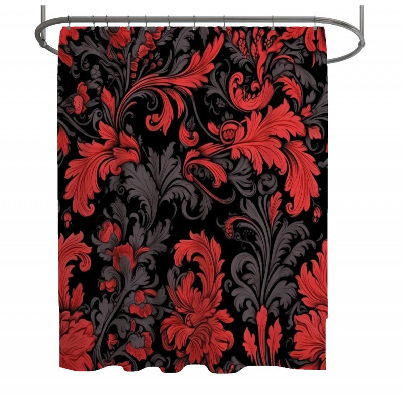 Baroque Pattern Art Damask Shower Curtain, 73"H x 70"W