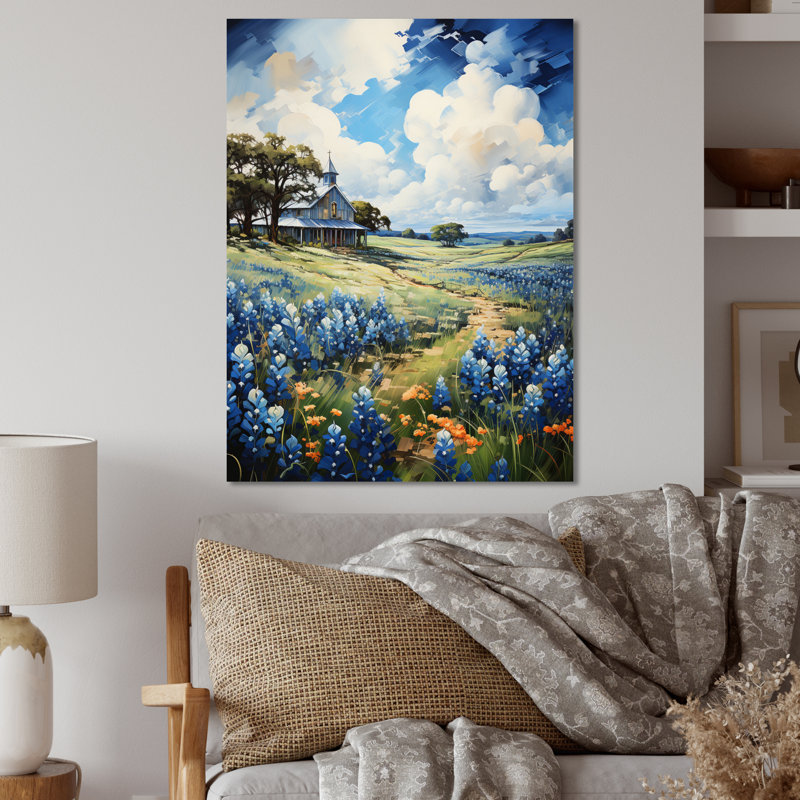 Blue Bonnets Texan Blues III - Décoration murale florale et botanique en métal, H 20 po x l 12 po x P 1 po