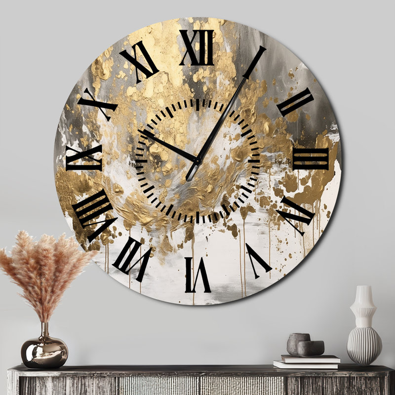 Horloge murale Modern Golden Drip, Surdimensionné