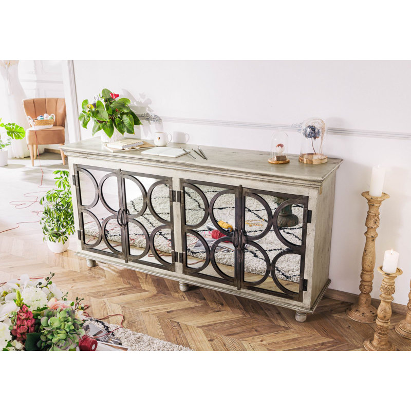 183cm Solid Wood Sideboard, Grey