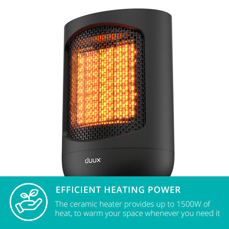 Duux 1500 Watt 1 BTU Electric Compact Space Heater, Black