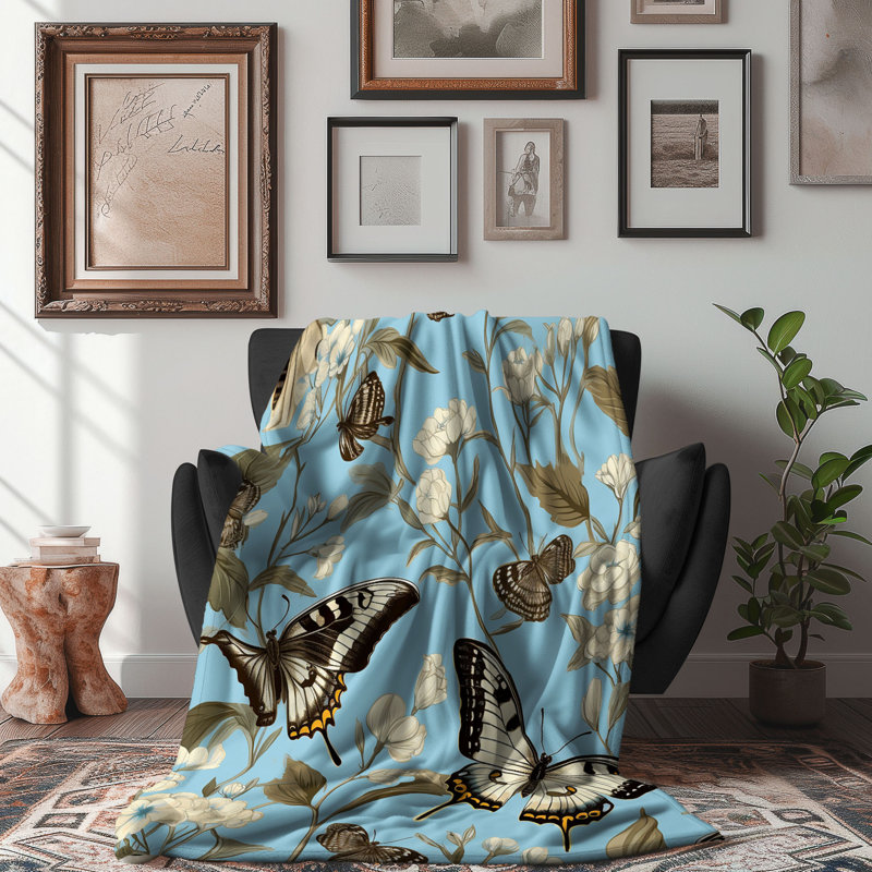 Winged Botanics - Couverture Sherpa de qualité supérieure 1 pièce, Grand lit