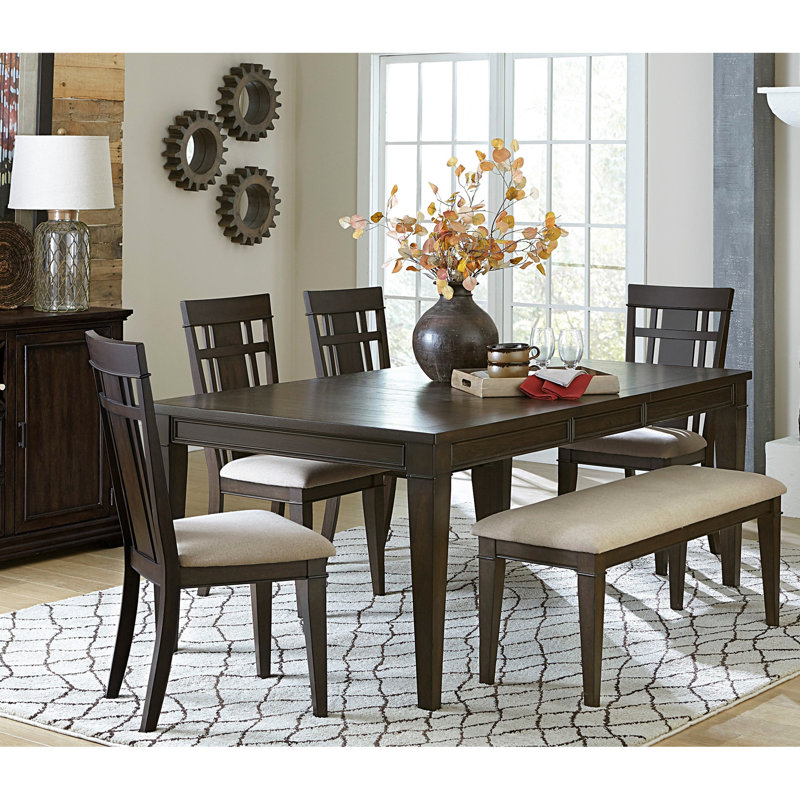 Dark Brown Finish Dining Bench With 48-inch Seat And Beige Upholstered For Everlasting Quality In Constant Allurement