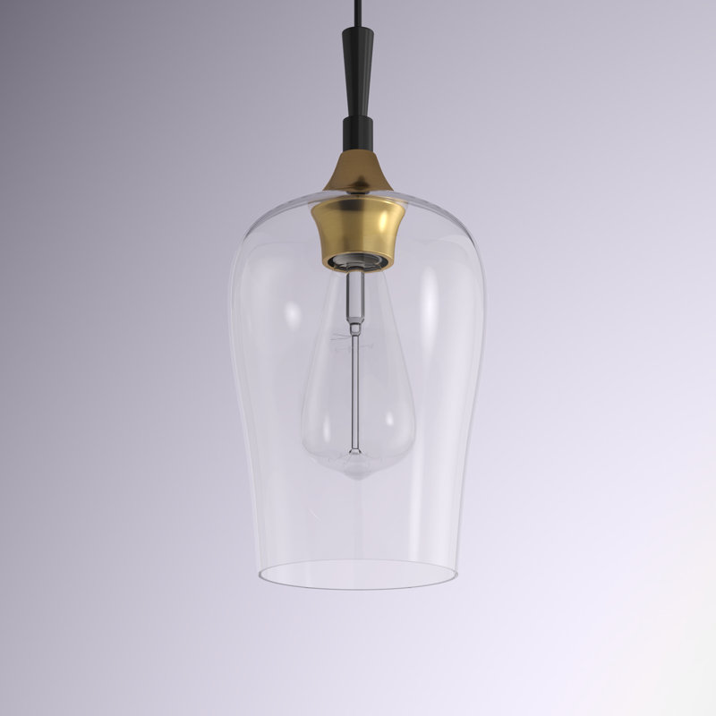 Laureen 1 - Light Dome Pendant, Black/Antique Brass
