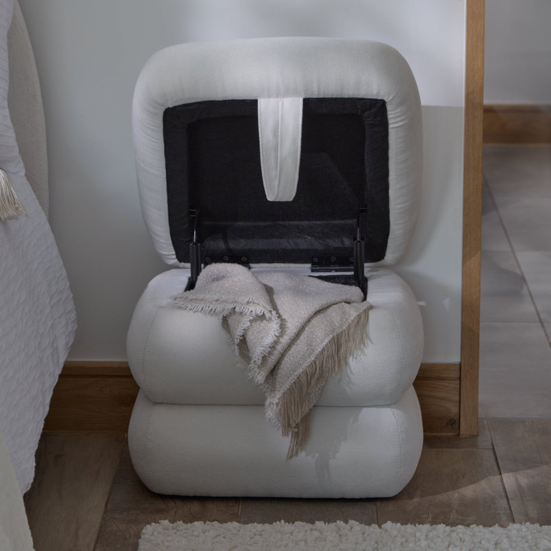 45cm Wide Footstool Ottoman, Ivory