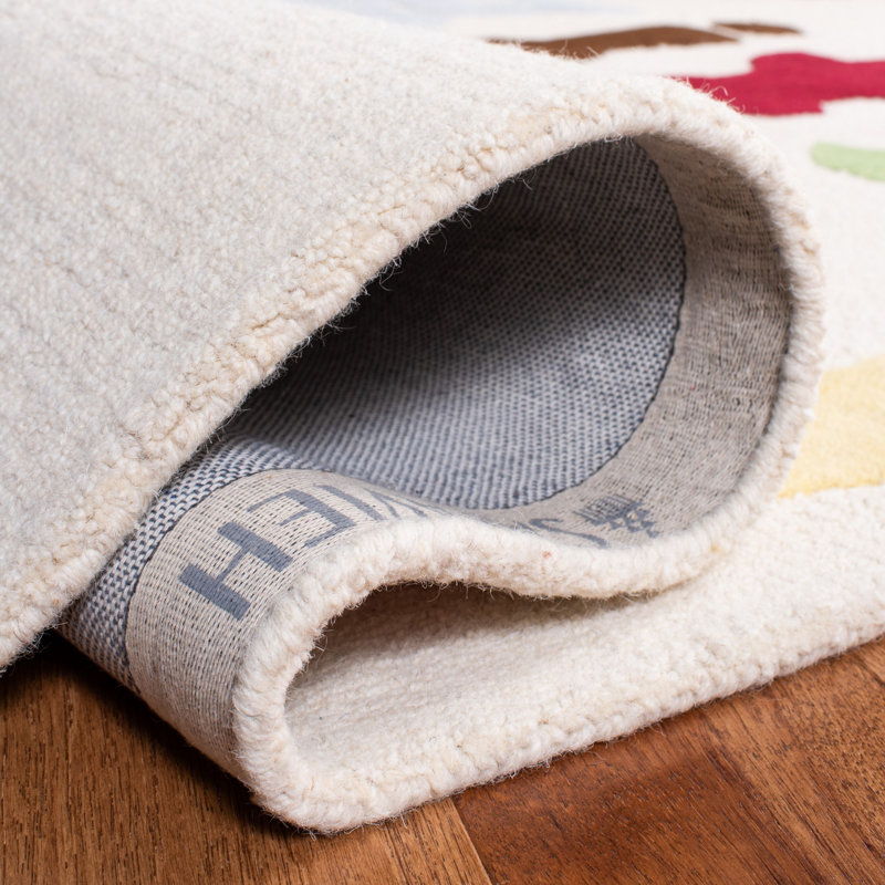 Kruetzen Handmade Tufted Wool/Cotton Ivory Area Rug, Round 4'