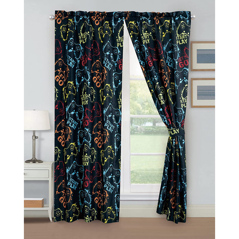 Kids/Teens Gamer Microfiber Window Curtain Set , 42" W x 84" L