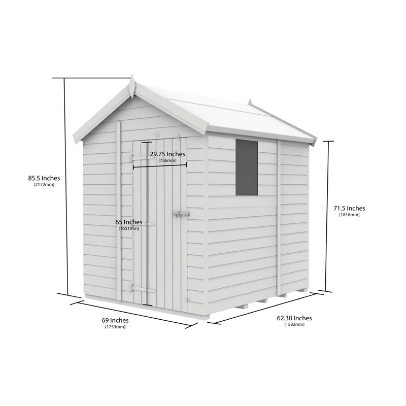 Total Sheds 6ft x 5ft Security Apex Shed - Heavy-Duty Hasp Staple Anti-Tamper - Pressure Treated Timber - UK Manufactured