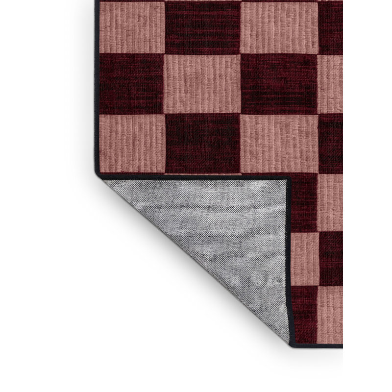 Tapis rouge à carreaux lavable à la machine, Rectangle de 5 pi x 8 pi