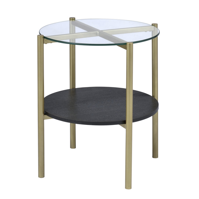 Blaine Black and Gold Round Glass 3-Piece Table Set
