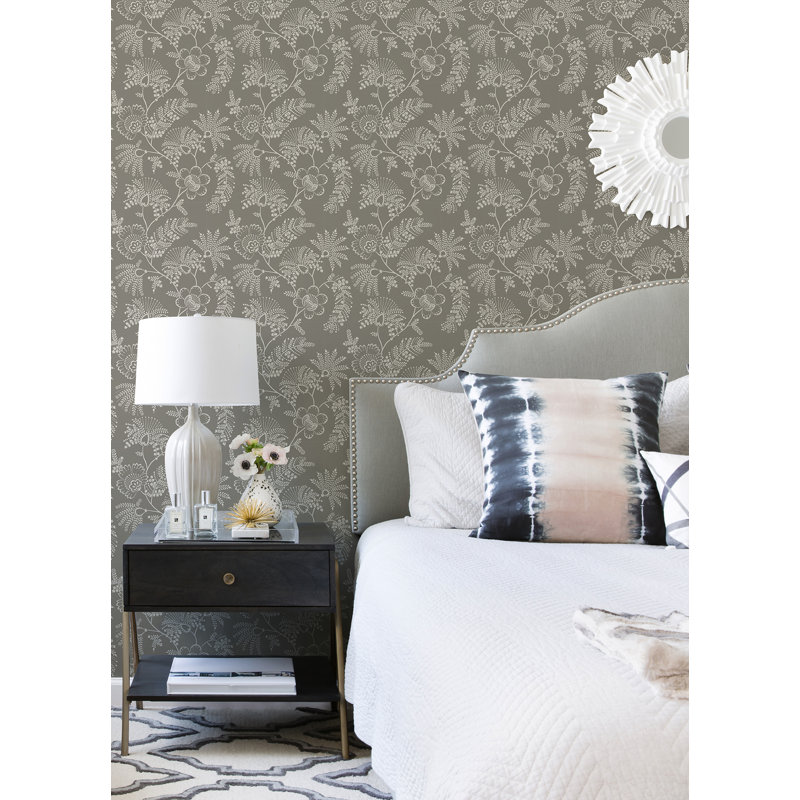 Auna Floral Wallpaper Roll, Gray