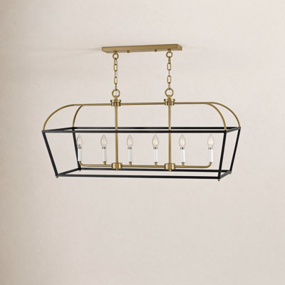 Tate 6-Light Chain-Hung Two-Tone Linear Chandelier