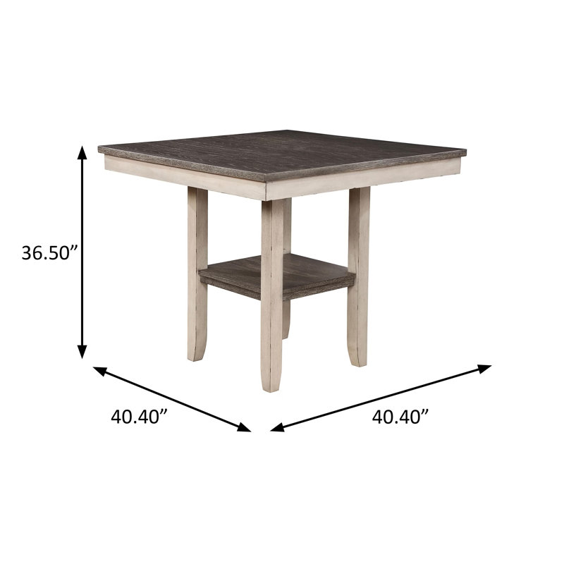 Ensemble de table de comptoir 40 pièces 40,4 po H 45 po, blanc antique / gris