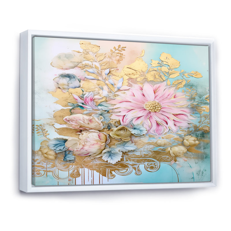 Gilden, lys rose, illustration rétro I, H 32 po x l 24 po x P 1 po, Cadre flottant blanc