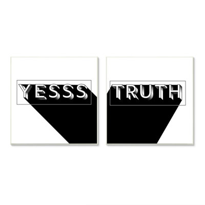 Ensemble de 2 reproductions d’art graphique sur toile « Yes Truth Bold » Black White par Jarman Fagalde