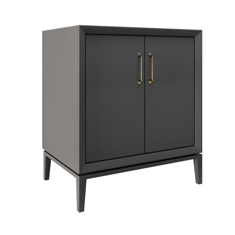 Alexandra Single Bath Vanity, Off Black, Satin Gold, 30"