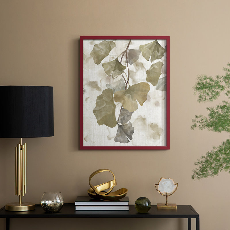 Ginkgo Accent I, reproduction encadrée - bois massif, H 30 po x l 24 po, Rouge