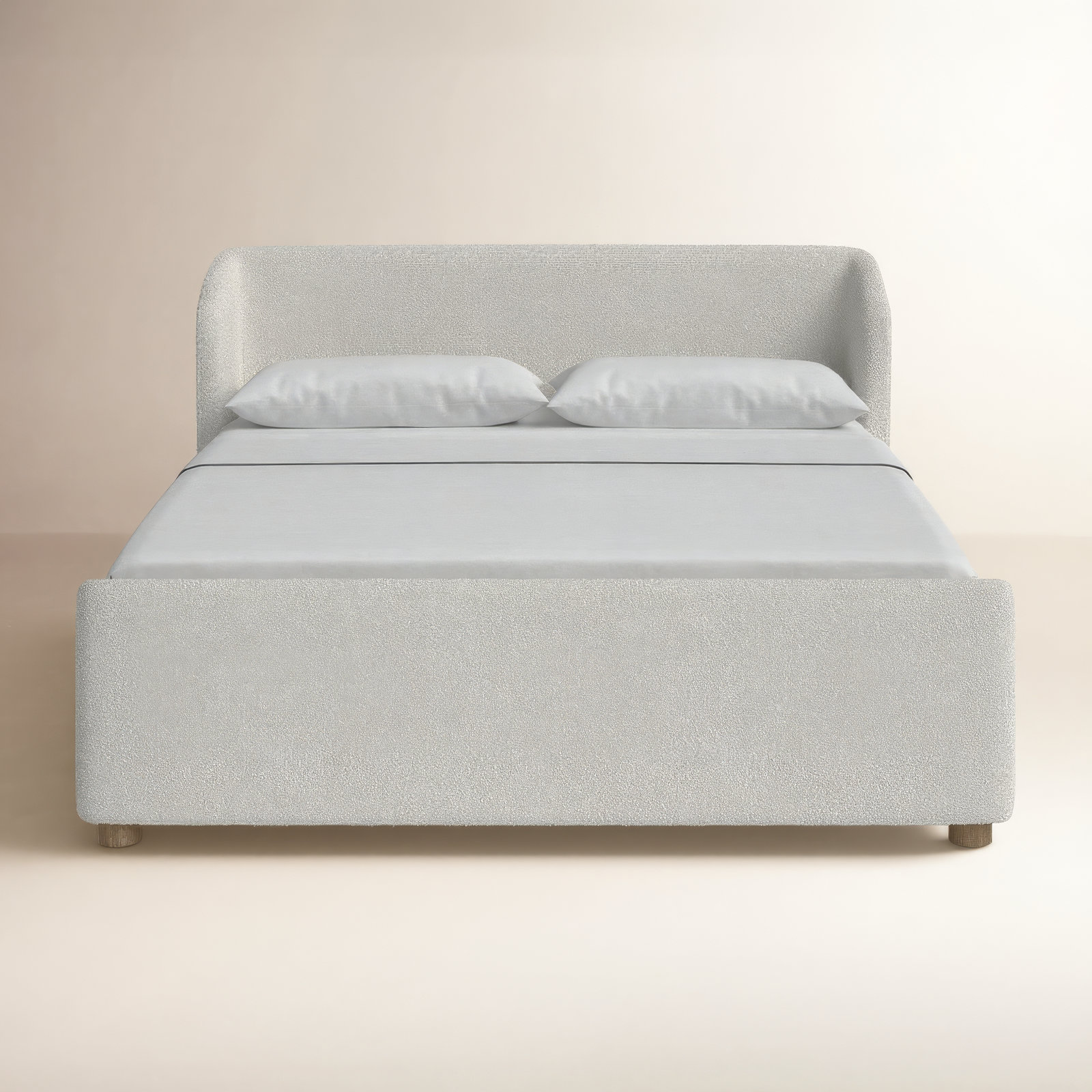 Kris Upholstered Platform Bed, King, White Boucle
