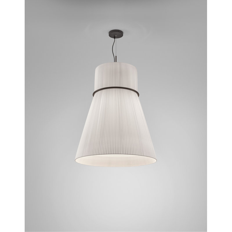 Luminaire suspendu géométrique 5 lumières Folie, Ruban blanc translucide