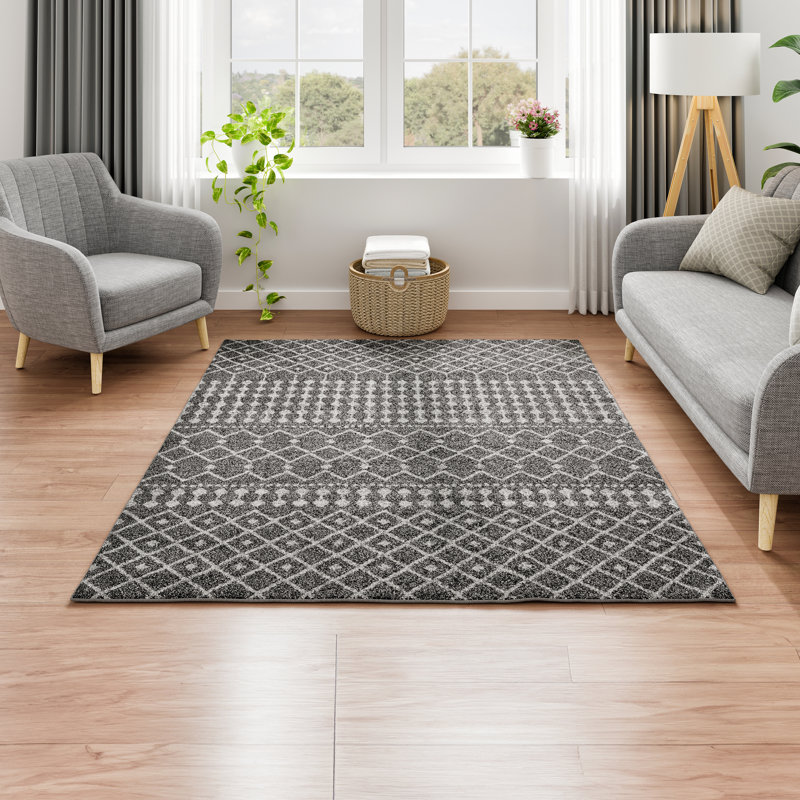 Braided Gray Geometric 5' x 7' Easy Care Synthetic Rug