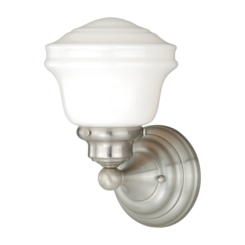 Éclairage pour meuble-lavabo à intensité variable Margaree, Nickel satiné, H 10,5 po x l 6,75 po x P 6,75 po, Une lumière