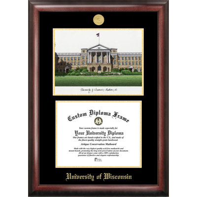 Cadre de lithographie en relief avec images de campus wisconsin-badge doré NCAA