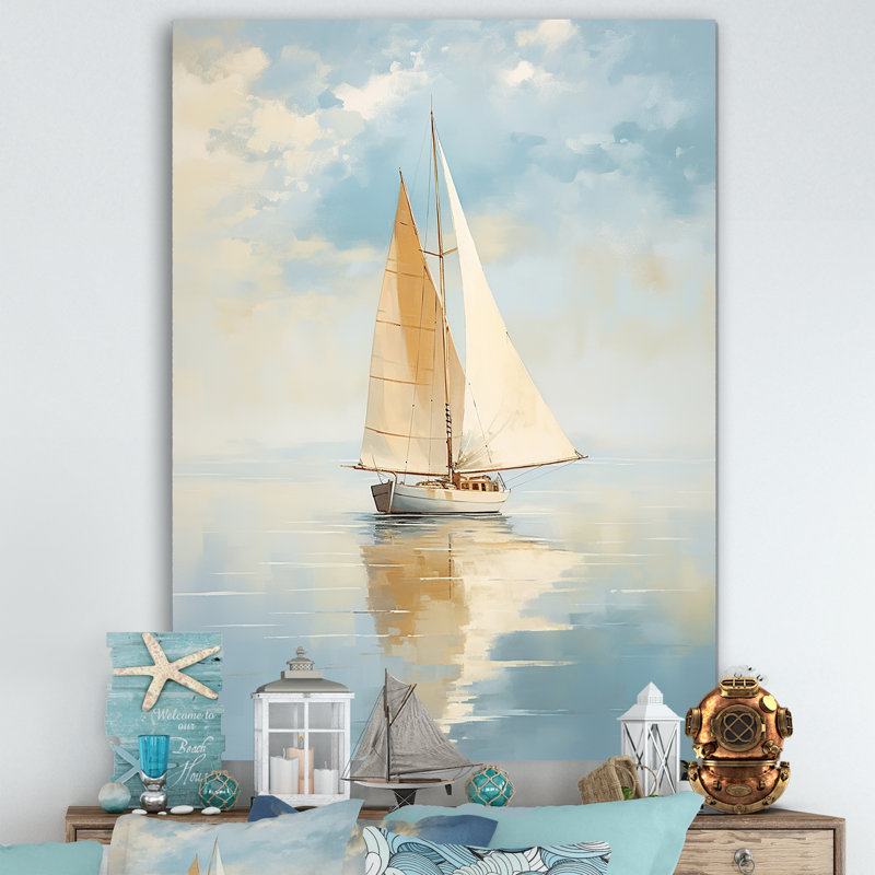 Voilier «Whispering Breezes I» - Bateau encadré, art encadré, H 32 po x l 24 po x P 1 po, Toile tendue