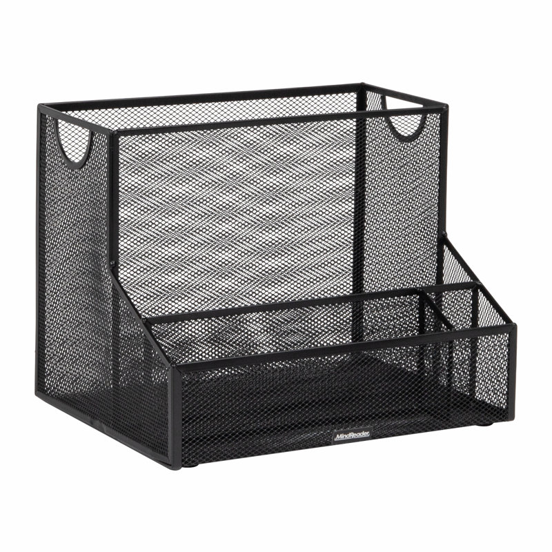 Organiseur de bureau en métal Mind Reader avec rangement pour dossiers suspendus, noir