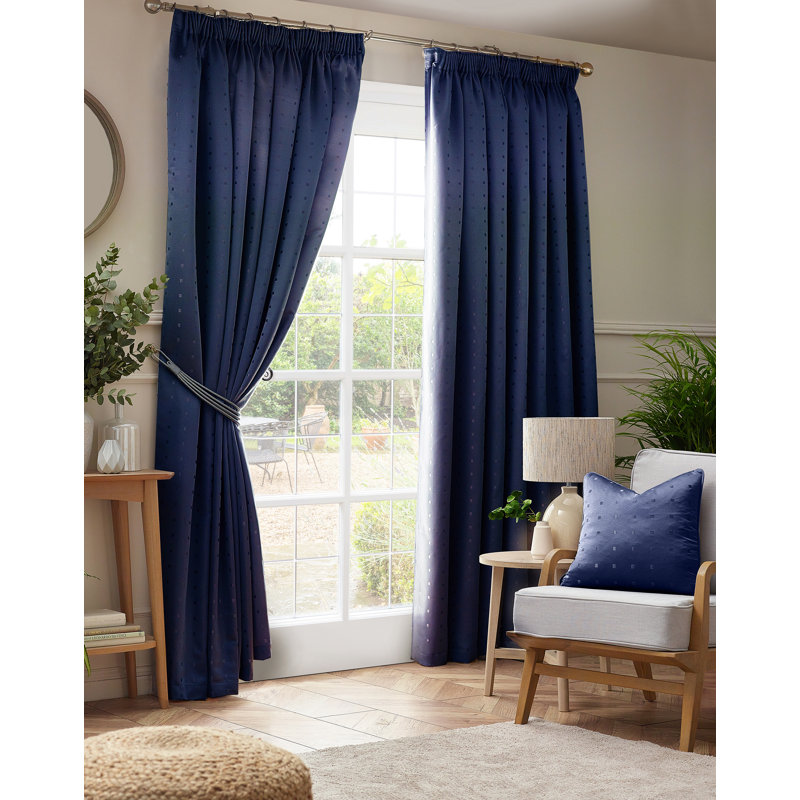 Norush Madison Pencil Pleat Curtains, 168cm Width x 183cm Drop, Navy