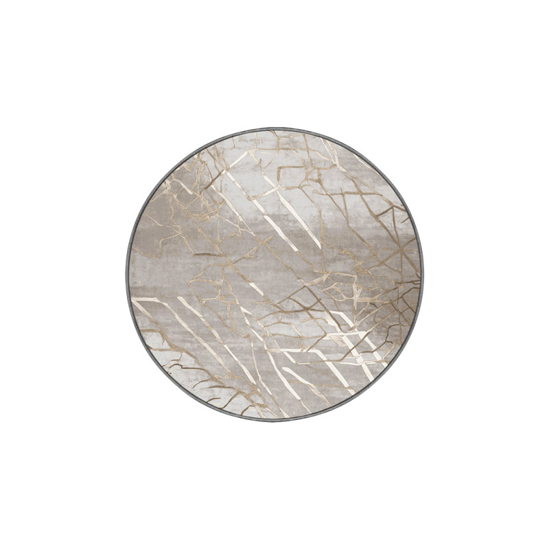 Machine Washable Gray Area Rug, Round 3'