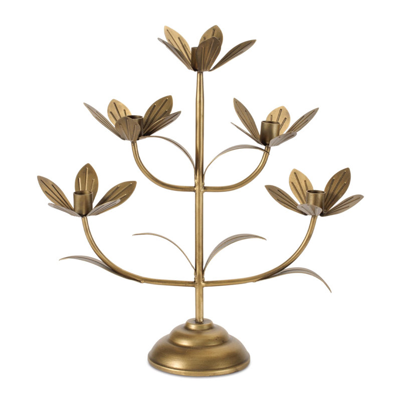 Bougeoir sculpté floral H 16,75 po