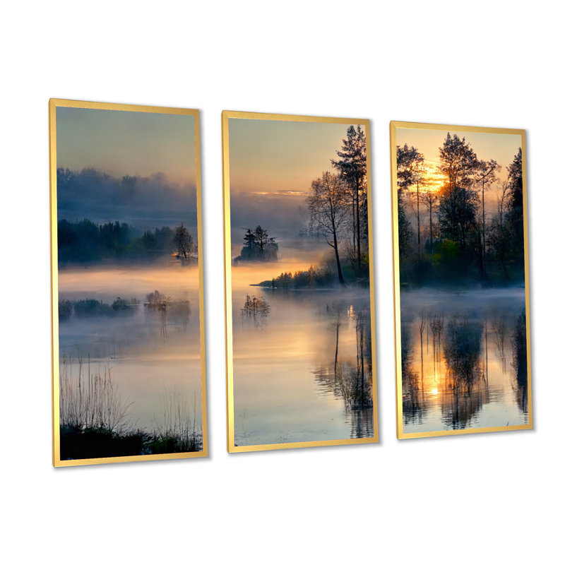 Anteo Anteo - 3 pièces sur toile, Cadre flottant en érable, H 20 po x l 36 po