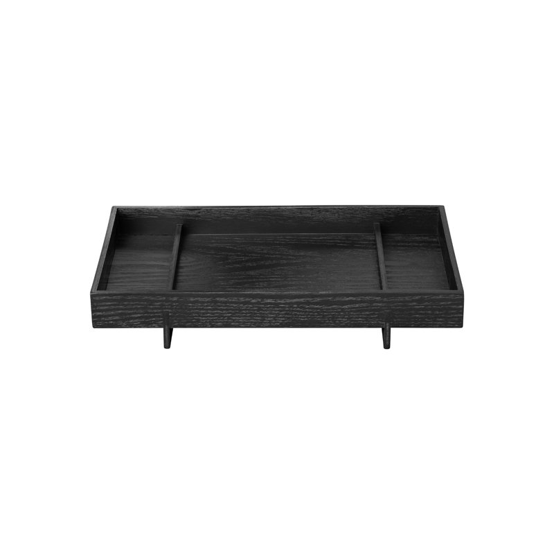Plateau en bois franc Abento, H 1,97 po x l 11,81 po x P 7,09 po, Noir, noir, noir, noir