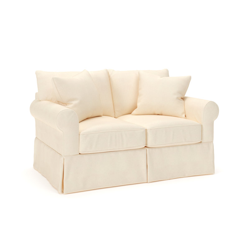 Amari 63" Rolled Arm Slipcovered Loveseat, Bayou Natural Canvas