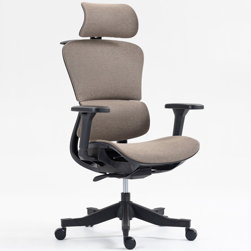Chaise de bureau en filet brun à dossier haut, réglable à 3 angles, base rotative à 360 °, mobilité silencieuse, 4d, confortable pour un fauteuil de jeu avec un confort luxueux, hauteur réglable, support pivotant facile à l'avant-bras,