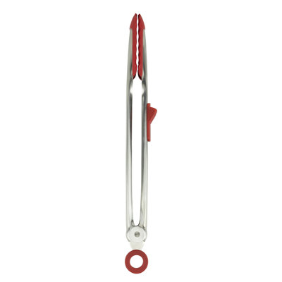 Tovolo Tip Top Silicone Tongs 13.25 Inch for Cooking, Grilling, and Serving, Cayenne