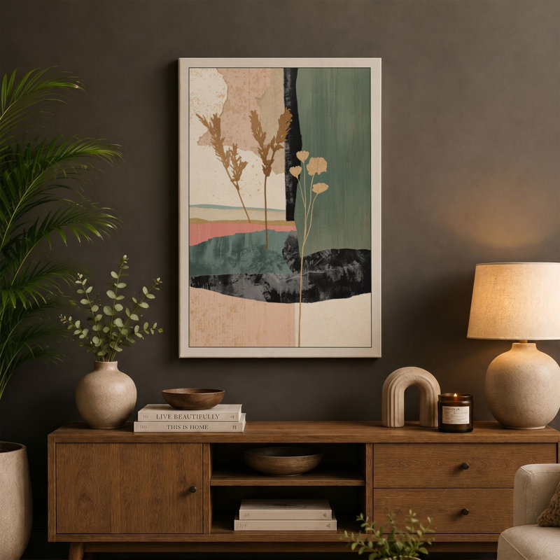 Dried Botanicals in Glass Botanical - Wrapped Canvas, 30x20 - 76.2 x 50.8 cm, Cream Border