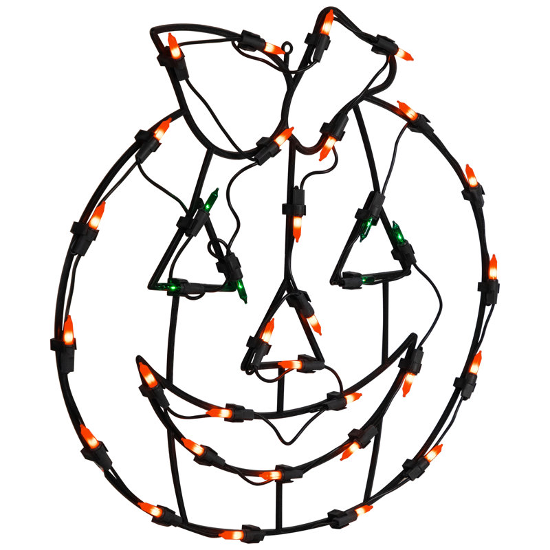 Décoration de fenêtre d'Halloween à double face illuminée 14 po Jack-O-Lantern