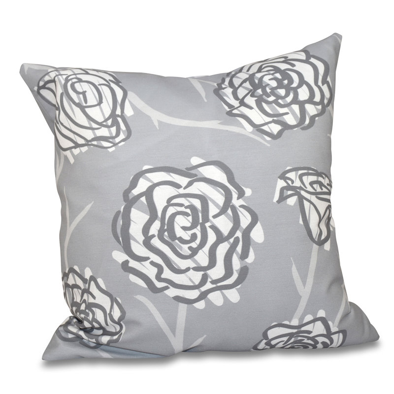 Housse et insert de coussin d'extérieur carré Botanical Blooms, 18 po x 18 po, Gris
