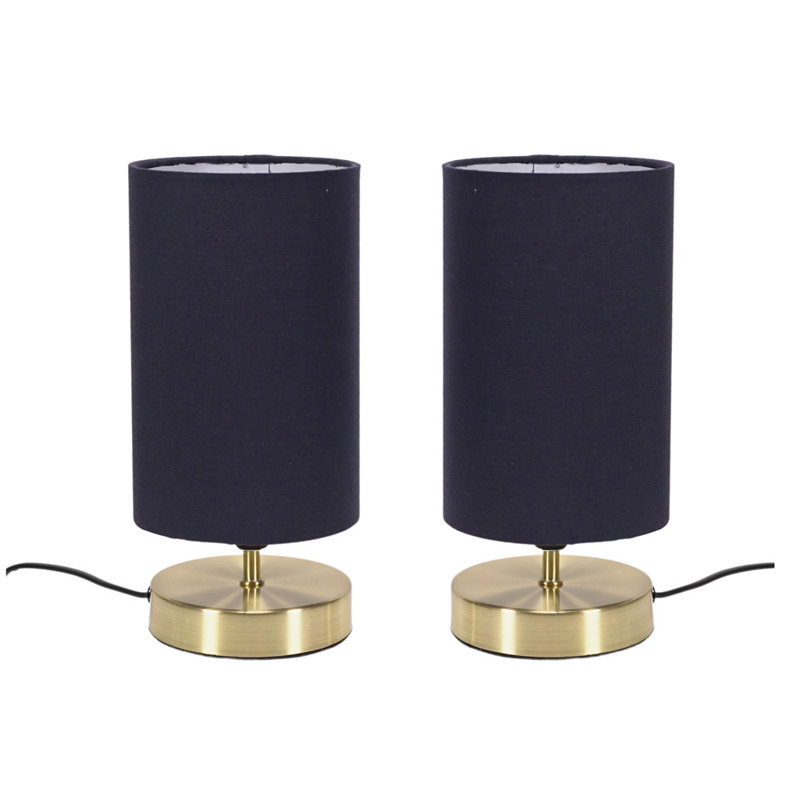 Romica Metal Table Lamp, Navy, Brushed Gold, Yes
