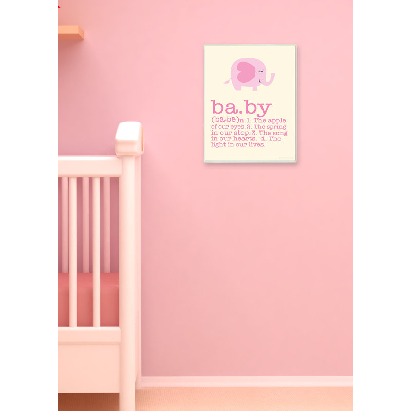 Art textuel sur bois Guppy «Pink Elephant Baby»