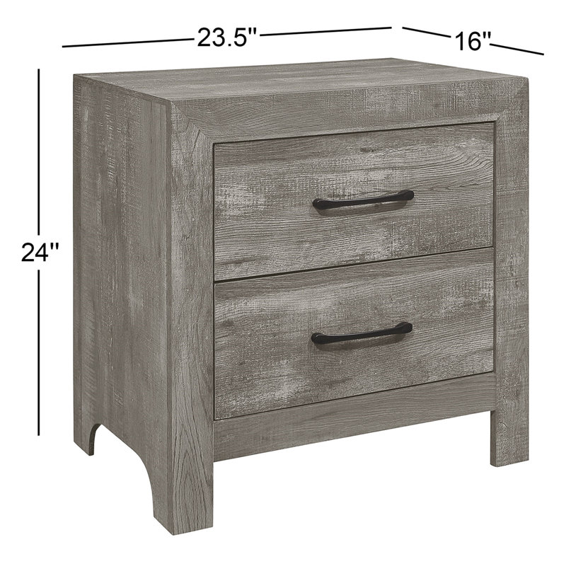 Table de chevet 2 tiroirs Claudette, Gris