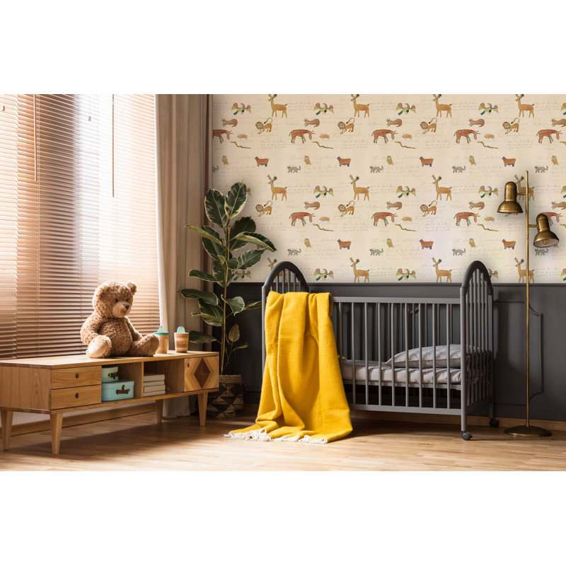 Critter Parade 33' L x 20.5" W  Wallpaper Roll, Scroll