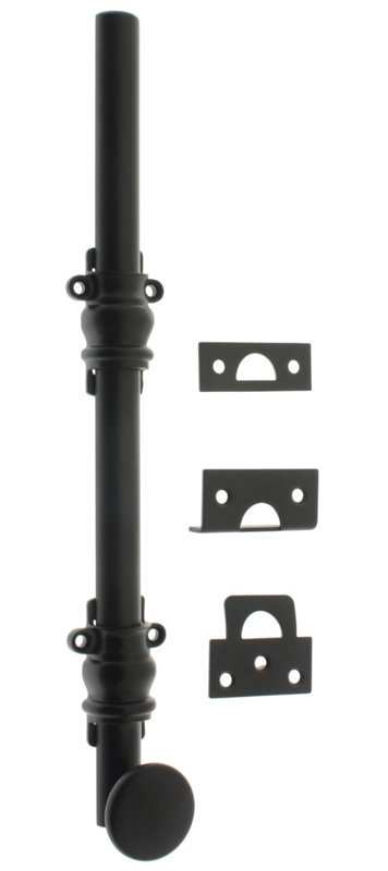 Solid Brass 8" Ornamental Bolt, Matte Black