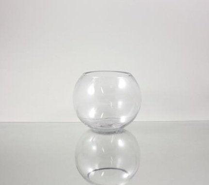 Clear Round Glass Bubble Vase for Table Decor, 6" x 5"