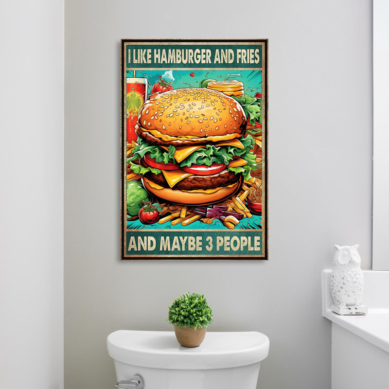«I Like Hamburger And Fries», reproduction d'art graphique sur toile tendue, L 11 po x H 14 po