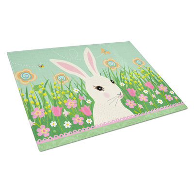 Caroline's Treasures Glass Easter Bunny Cutting Board