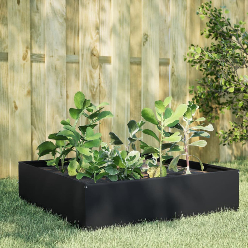 Aryonna Planter Box, 9.84" H x 39.37" W x 39.37" D, Black